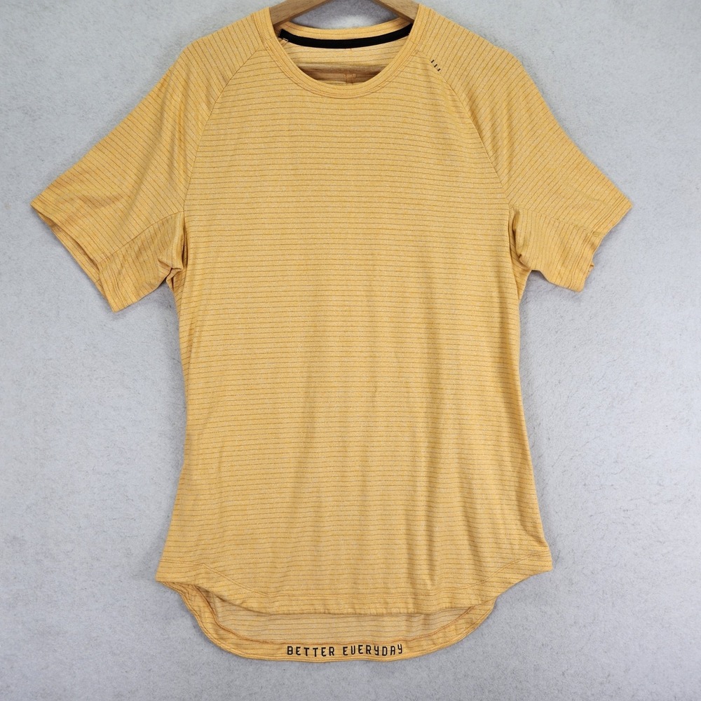 Lululemon Men Sz M Better Everyday Active Performance Shirt Curved Hem Yellow